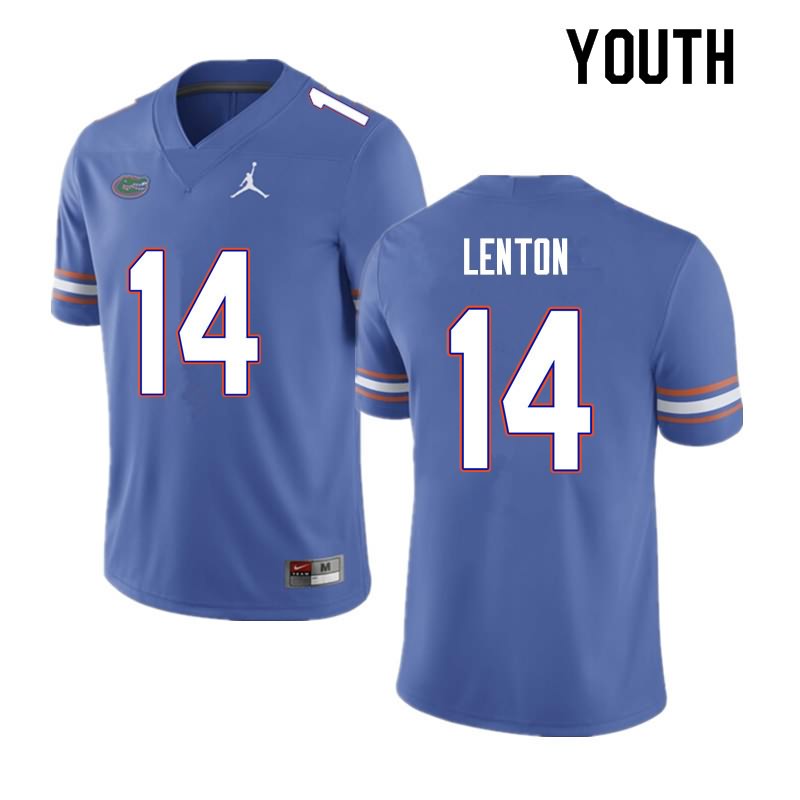 NCAA Florida Gators Quincy Lenton Youth #14 Nike Blue Stitched Authentic College Football Jersey FGD2564NY